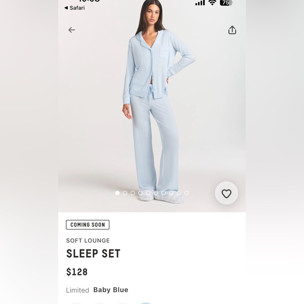 SKIMS Women's sold out Baby Blue soft lounge Sleep Set